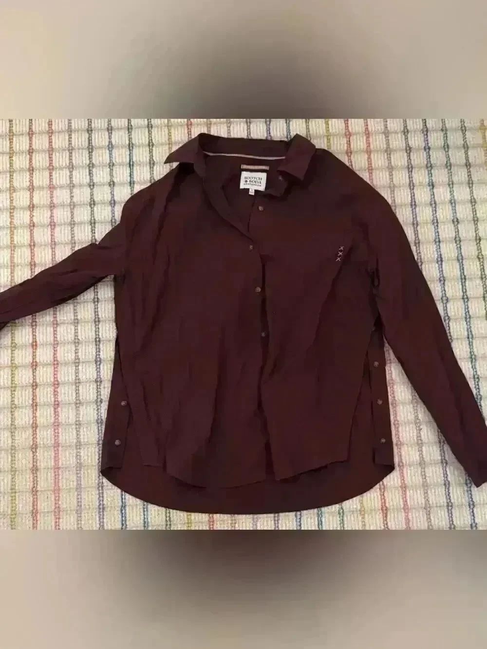 SCOTCH AND SODA Burgundy Button Down Blouse Small Lightweight